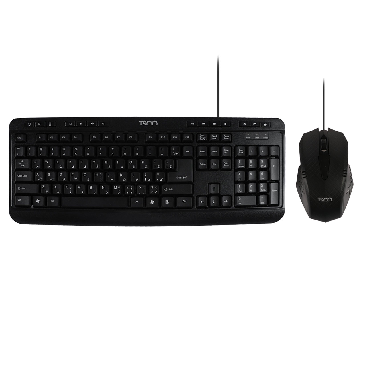 کیبورد و ماوس باسیم TSCO مدل TKM 8052 - مشکی (به همراه 14 کلید مولتی مدیا )
